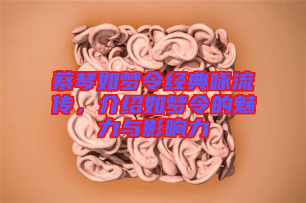 蔡琴如夢令經典詠流傳，介紹如夢令的魅力與影響力