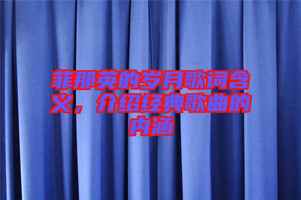 菲那英的歲月歌詞含義，介紹經(jīng)典歌曲的內(nèi)涵