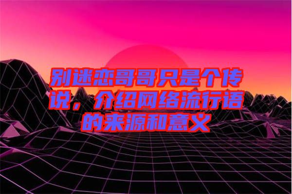 別迷戀哥哥只是個(gè)傳說，介紹網(wǎng)絡(luò)流行語的來源和意義