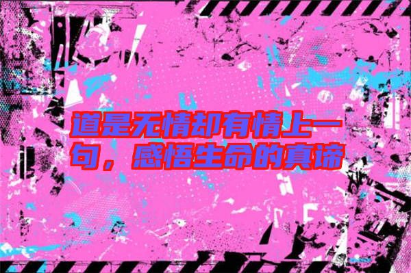 道是無情卻有情上一句，感悟生命的真諦