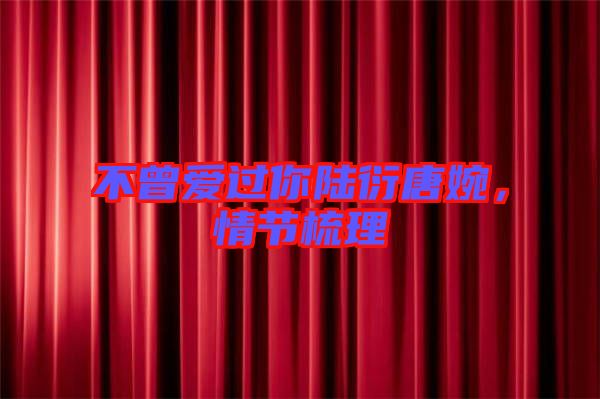 不曾愛過你陸衍唐婉，情節(jié)梳理