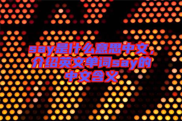 say是什么意思中文，介紹英文單詞say的中文含義
