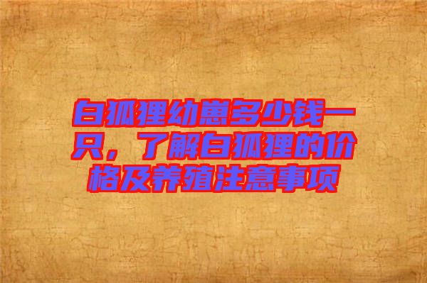 白狐貍幼崽多少錢(qián)一只，了解白狐貍的價(jià)格及養(yǎng)殖注意事項(xiàng)