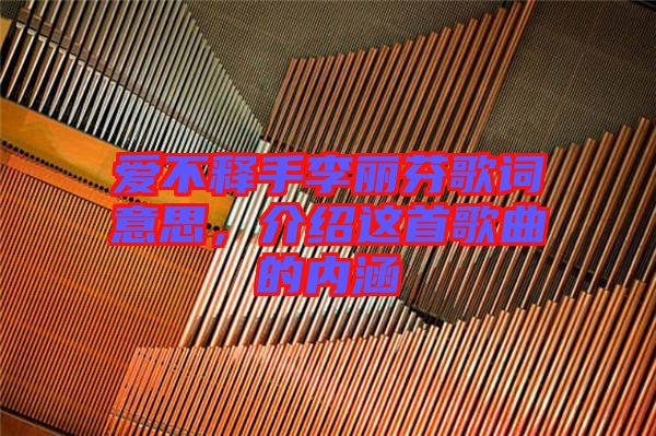 愛(ài)不釋手李麗芬歌詞意思，介紹這首歌曲的內(nèi)涵