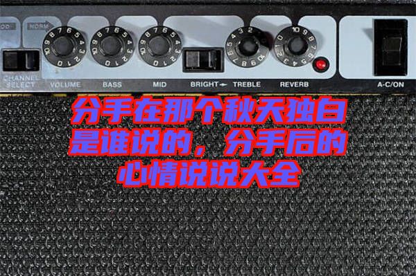分手在那個秋天獨白是誰說的，分手后的心情說說大全