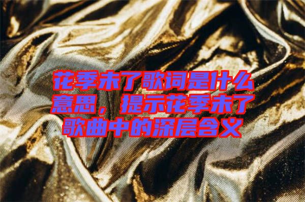 花季未了歌詞是什么意思，提示花季未了歌曲中的深層含義