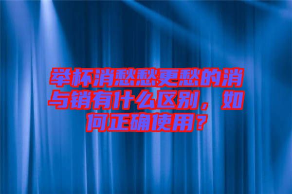 舉杯消愁愁更愁的消與銷有什么區(qū)別，如何正確使用？