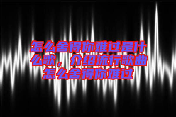 怎么舍得你難過是什么歌，介紹流行歌曲怎么舍得你難過