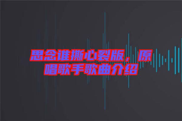思念誰撕心裂版，原唱歌手歌曲介紹
