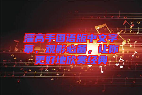 灌高手國(guó)語(yǔ)版中文字幕，觀影必備，讓你更好地欣賞經(jīng)典