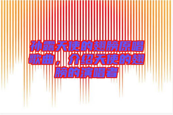 孫露天使的翅膀原唱歌曲，介紹天使的翅膀的演唱者