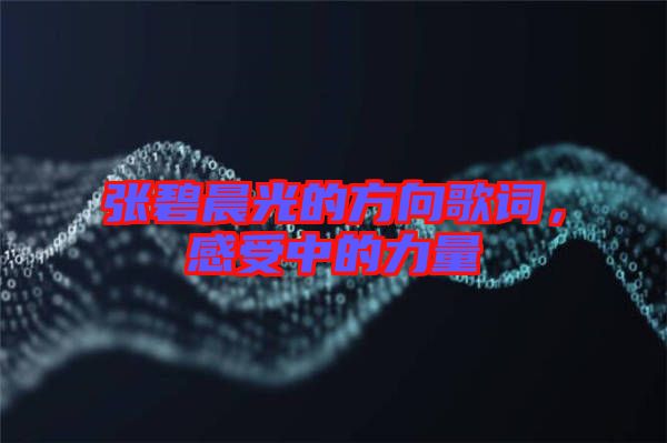 張碧晨光的方向歌詞，感受中的力量