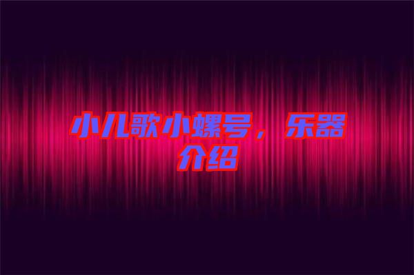 小兒歌小螺號(hào)，樂(lè)器介紹