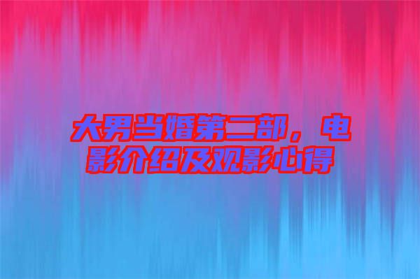 大男當(dāng)婚第二部，電影介紹及觀影心得