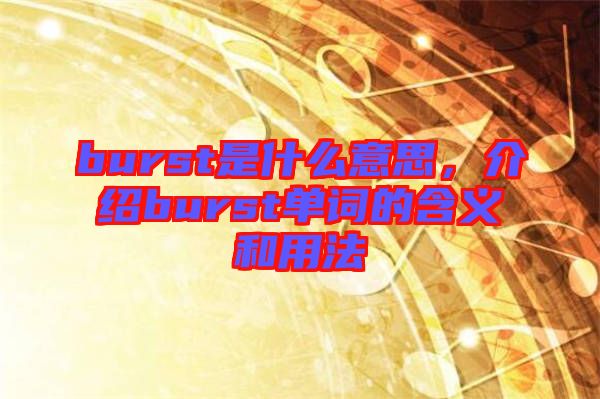 burst是什么意思，介紹burst單詞的含義和用法