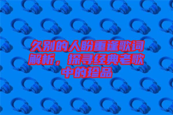 久別的人盼重逢歌詞解析，探尋經典老歌中的珍品
