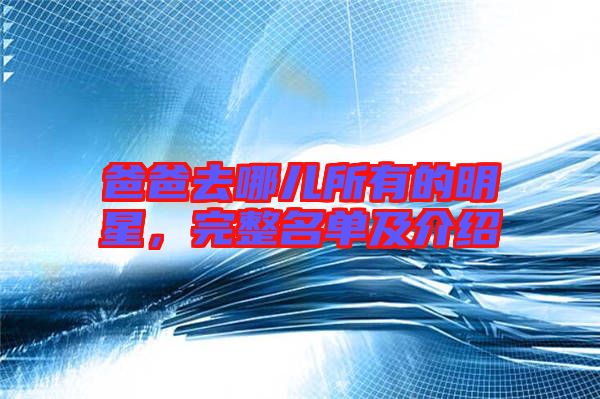 爸爸去哪兒所有的明星，完整名單及介紹