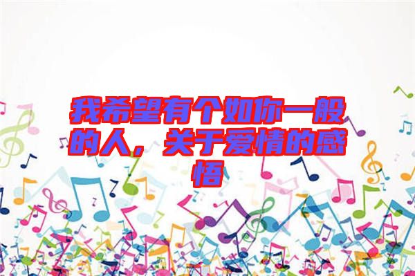 我希望有個(gè)如你一般的人，關(guān)于愛情的感悟