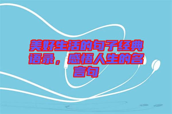 美好生活的句子經(jīng)典語錄，感悟人生的名言句