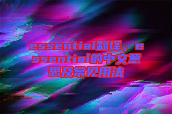 essential翻譯，essential的中文意思及常見用法