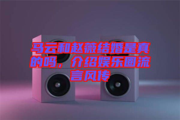馬云和趙薇結(jié)婚是真的嗎，介紹娛樂圈流言風傳