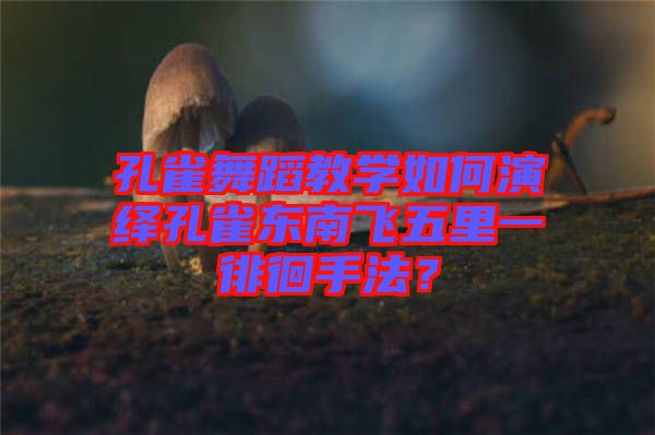 孔雀舞蹈教學如何演繹孔雀東南飛五里一徘徊手法？