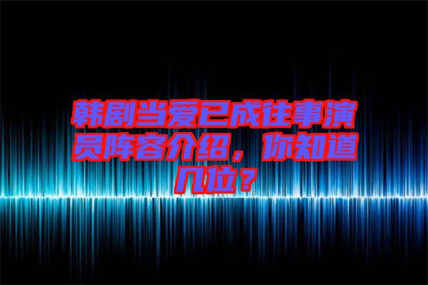 韓劇當(dāng)愛已成往事演員陣容介紹，你知道幾位？