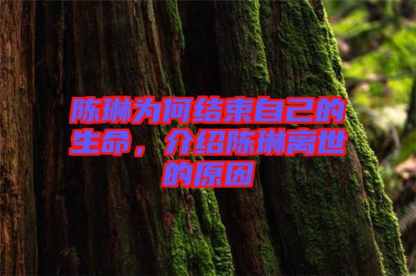 陳琳為何結(jié)束自己的生命，介紹陳琳離世的原因
