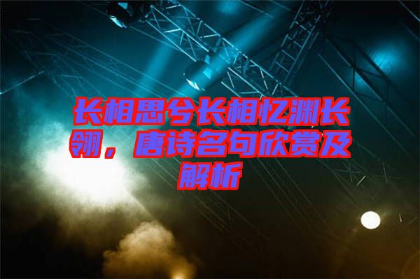 長(zhǎng)相思兮長(zhǎng)相憶淵長(zhǎng)翎，唐詩(shī)名句欣賞及解析