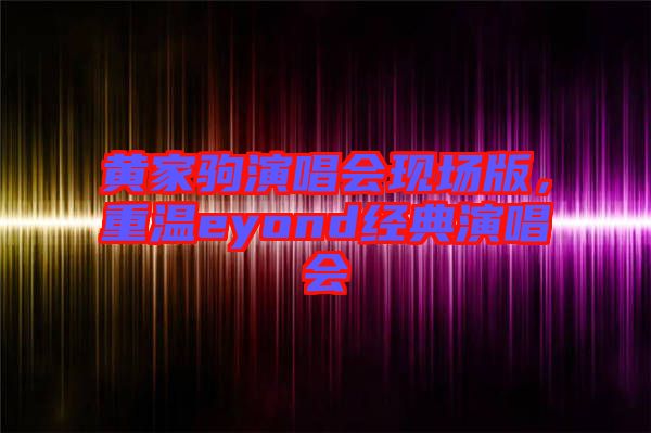 黃家駒演唱會現(xiàn)場版，重溫eyond經(jīng)典演唱會