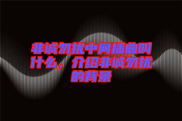 非誠(chéng)勿擾中間插曲叫什么，介紹非誠(chéng)勿擾的背景