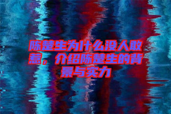 陳楚生為什么沒(méi)人敢惹，介紹陳楚生的背景與實(shí)力